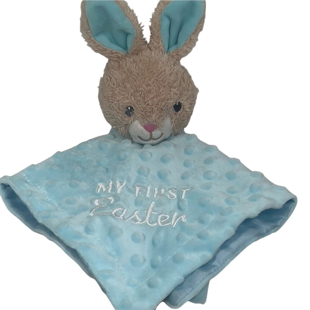 Parents Choice Minky Dot My First Easter Bunny Lovey Security Blanket Rattle Toy